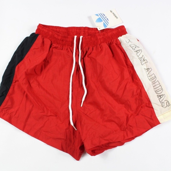 Vintage Team Adidas Spell Out Nylon Shorts Red M